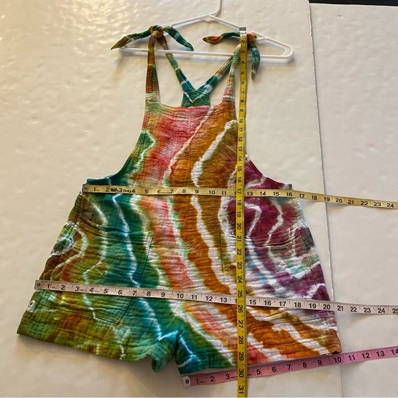 Handmade Geode Tie Dye Romper Shorts Womens XS Jumper Jumpsuit Pockets Multi - Picture 12 of 14